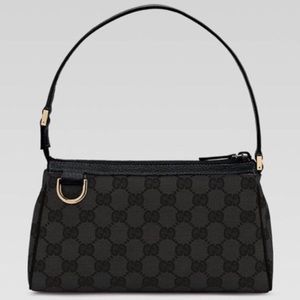 Gucci Black GG Canvas D Ring Abbey Pochette